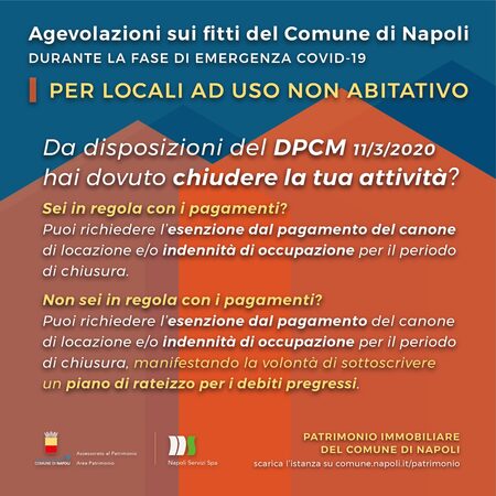 Agevolazioni sui fitti del Comune di Napoli per locali ad uso non abitativo